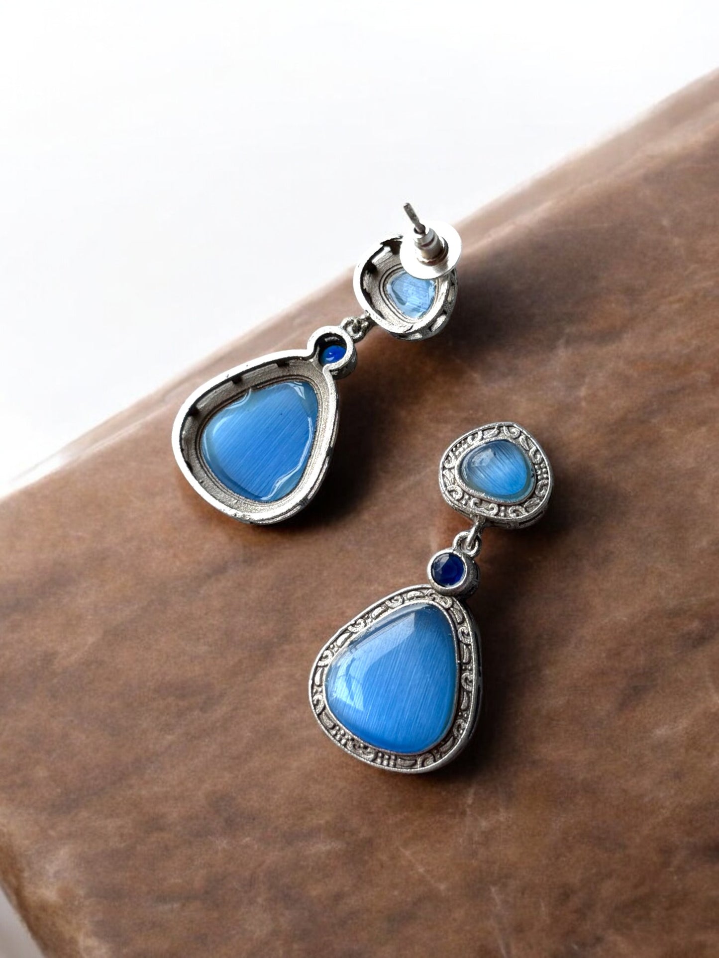 Statement Earrings with Triple Monalisa Stones