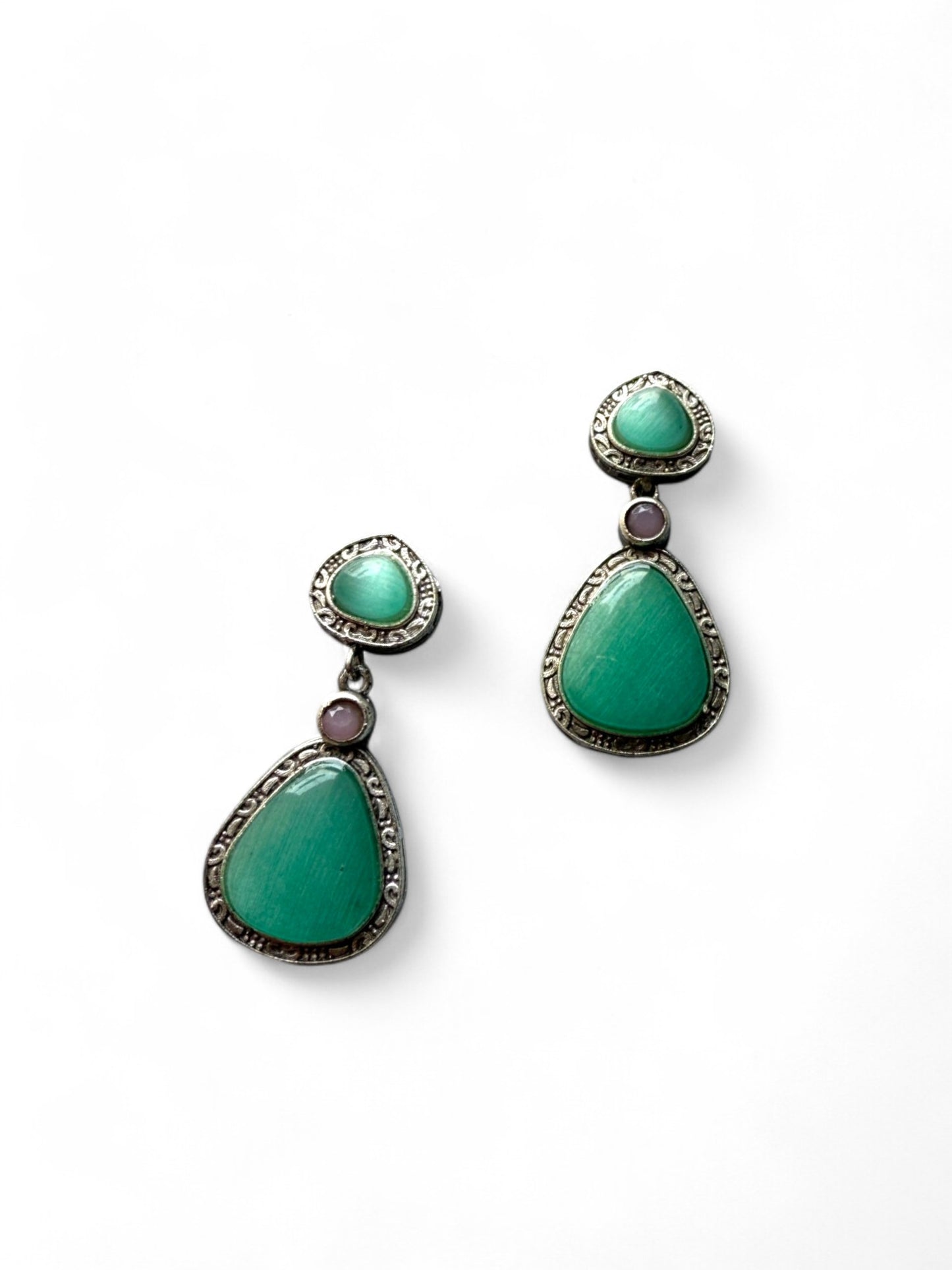 Statement Earrings with Triple Monalisa Stones