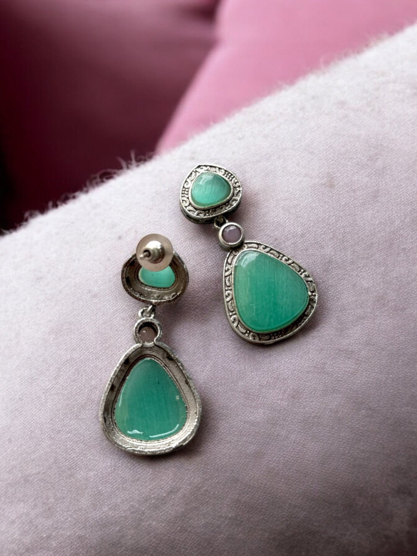 Statement Earrings with Triple Monalisa Stones