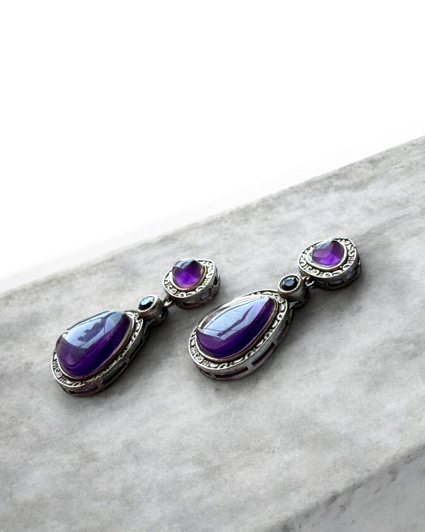 Statement Earrings with Triple Monalisa Stones