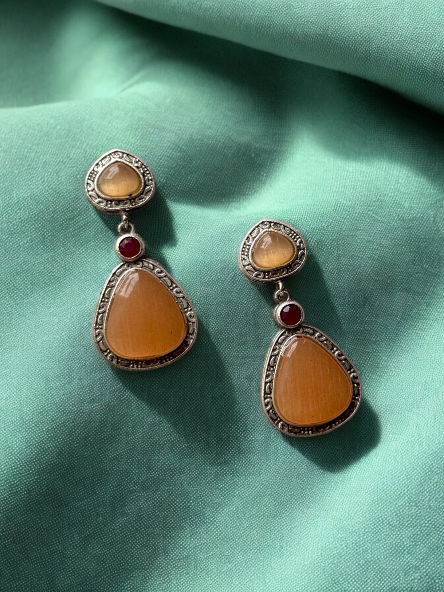 Statement Earrings with Triple Monalisa Stones