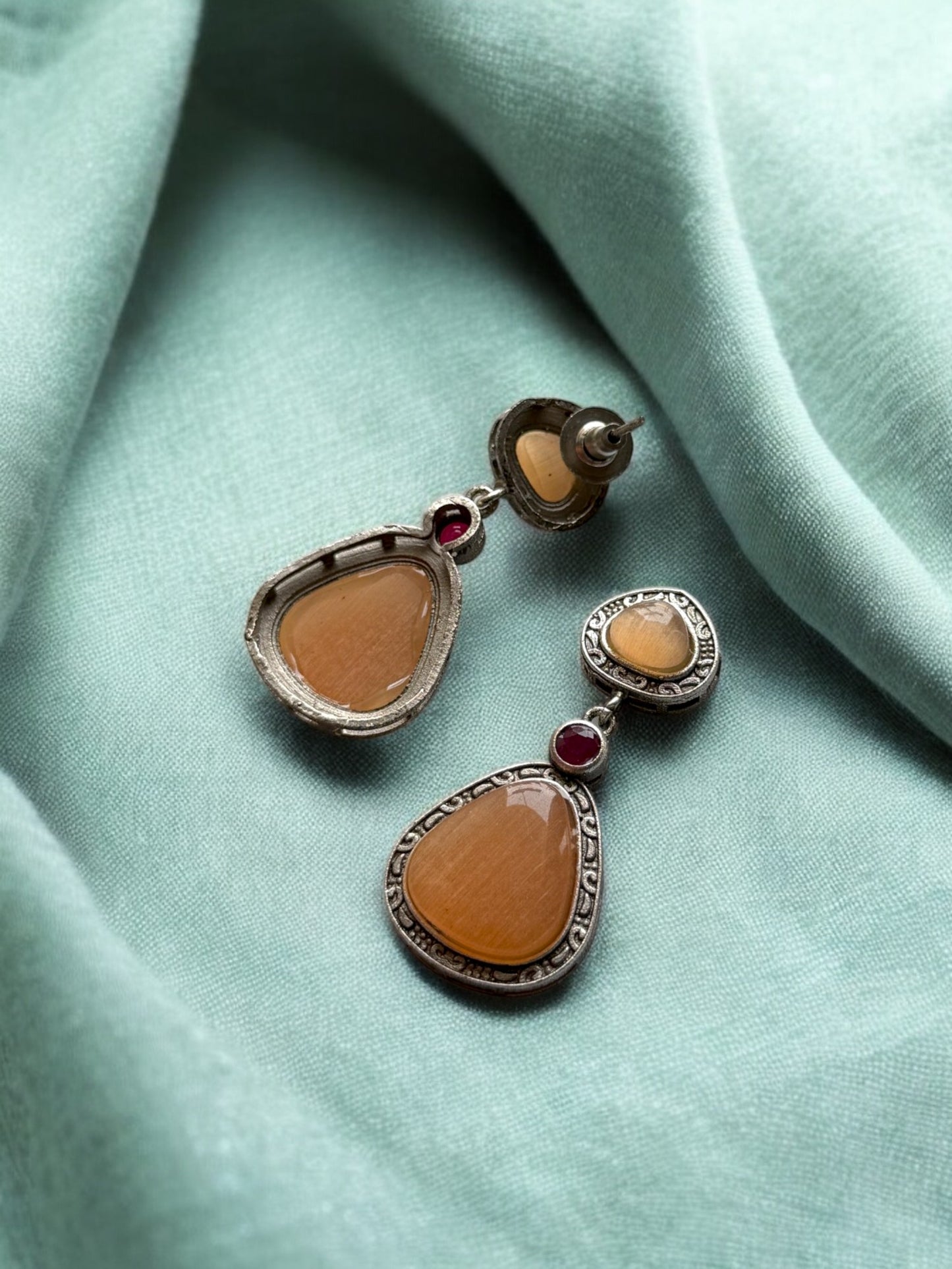 Statement Earrings with Triple Monalisa Stones