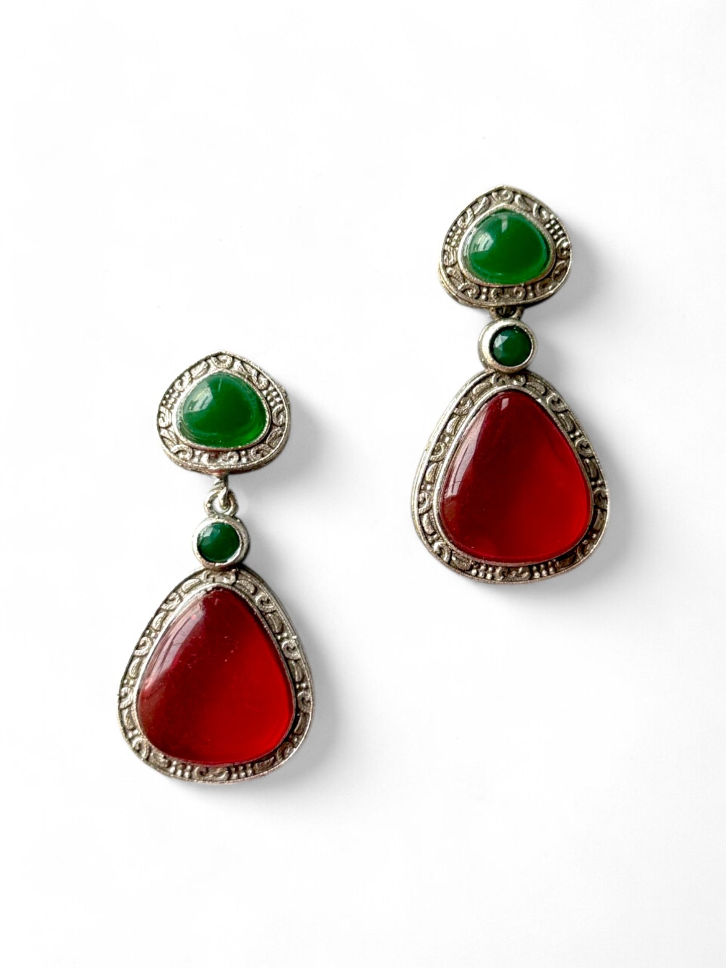 Statement Earrings with Triple Monalisa Stones