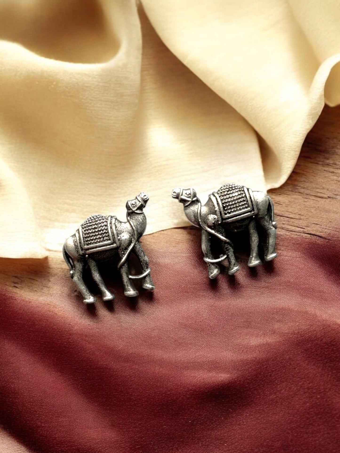 German Silver Camel Stud Earrings