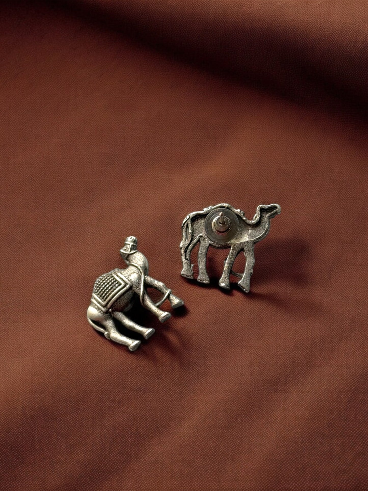 German Silver Camel Stud Earrings