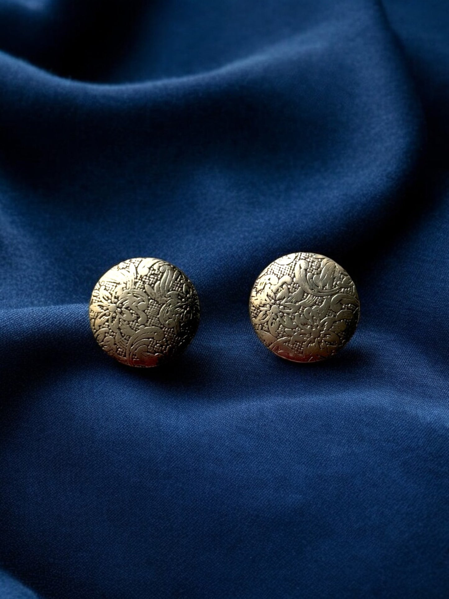 Hand-Crafted German Silver Round Statement Earrings