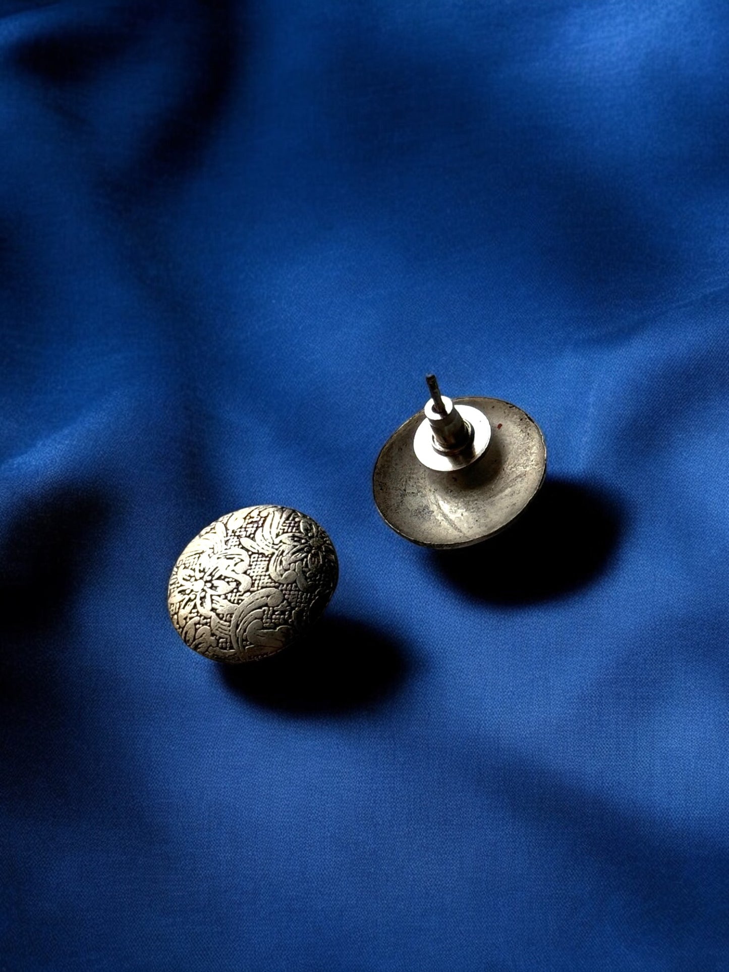 Hand-Crafted German Silver Round Statement Earrings