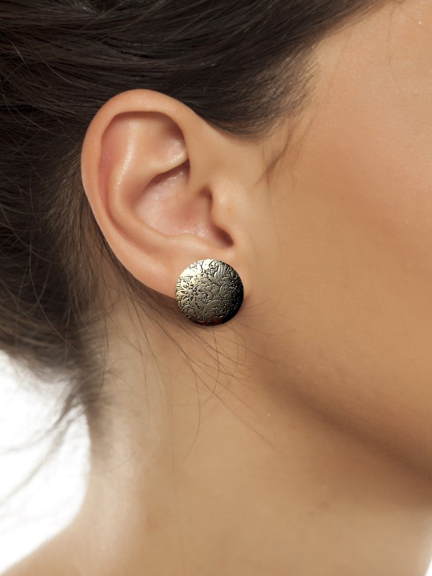 Hand-Crafted German Silver Round Statement Earrings