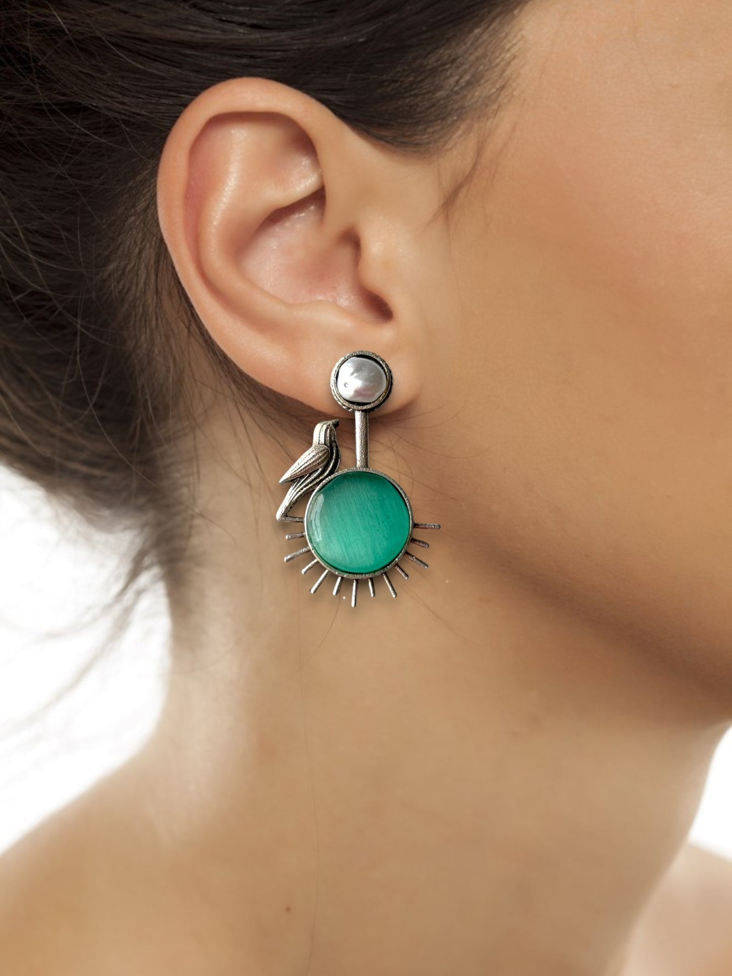 German Silver Bird Earrings