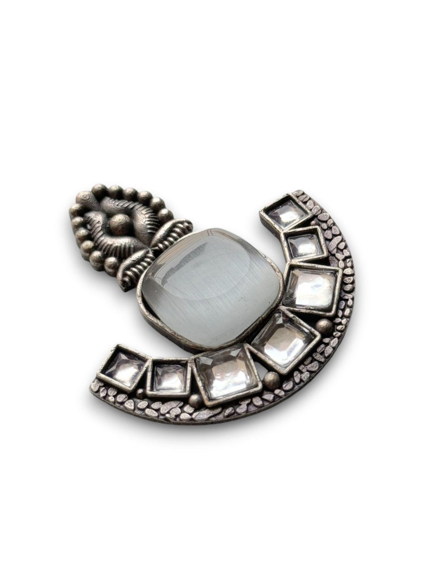 Silver Replica Earrings with Embedded Stones