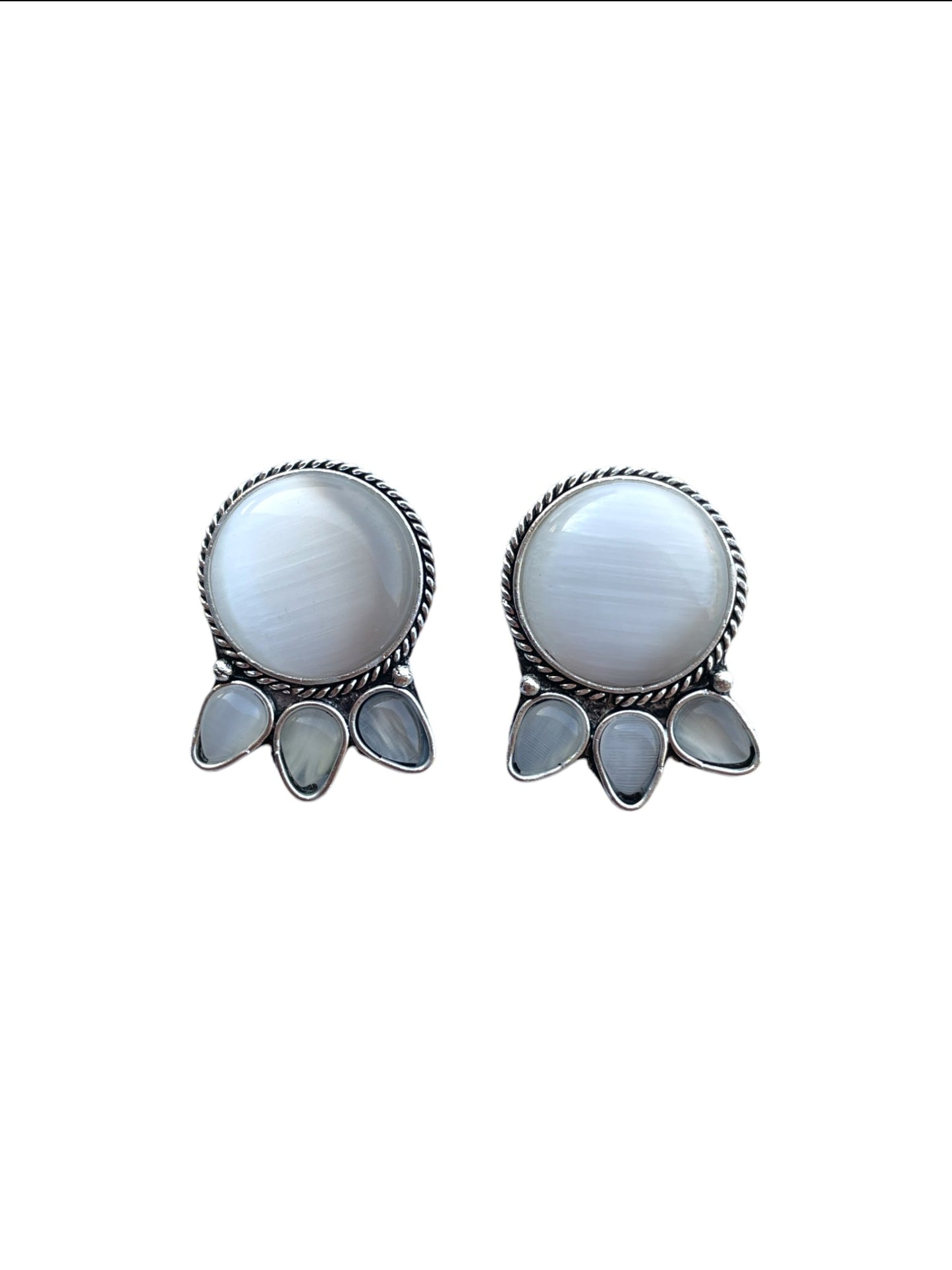 Monalisa Stone German Silver Earrings