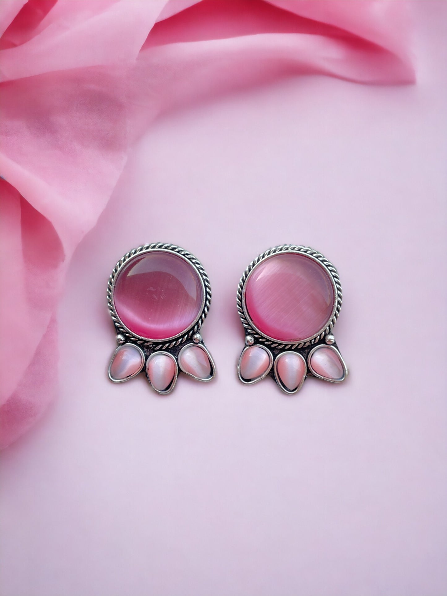Monalisa Stone German Silver Earrings