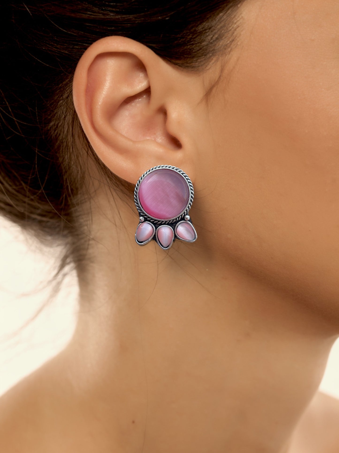 Monalisa Stone German Silver Earrings