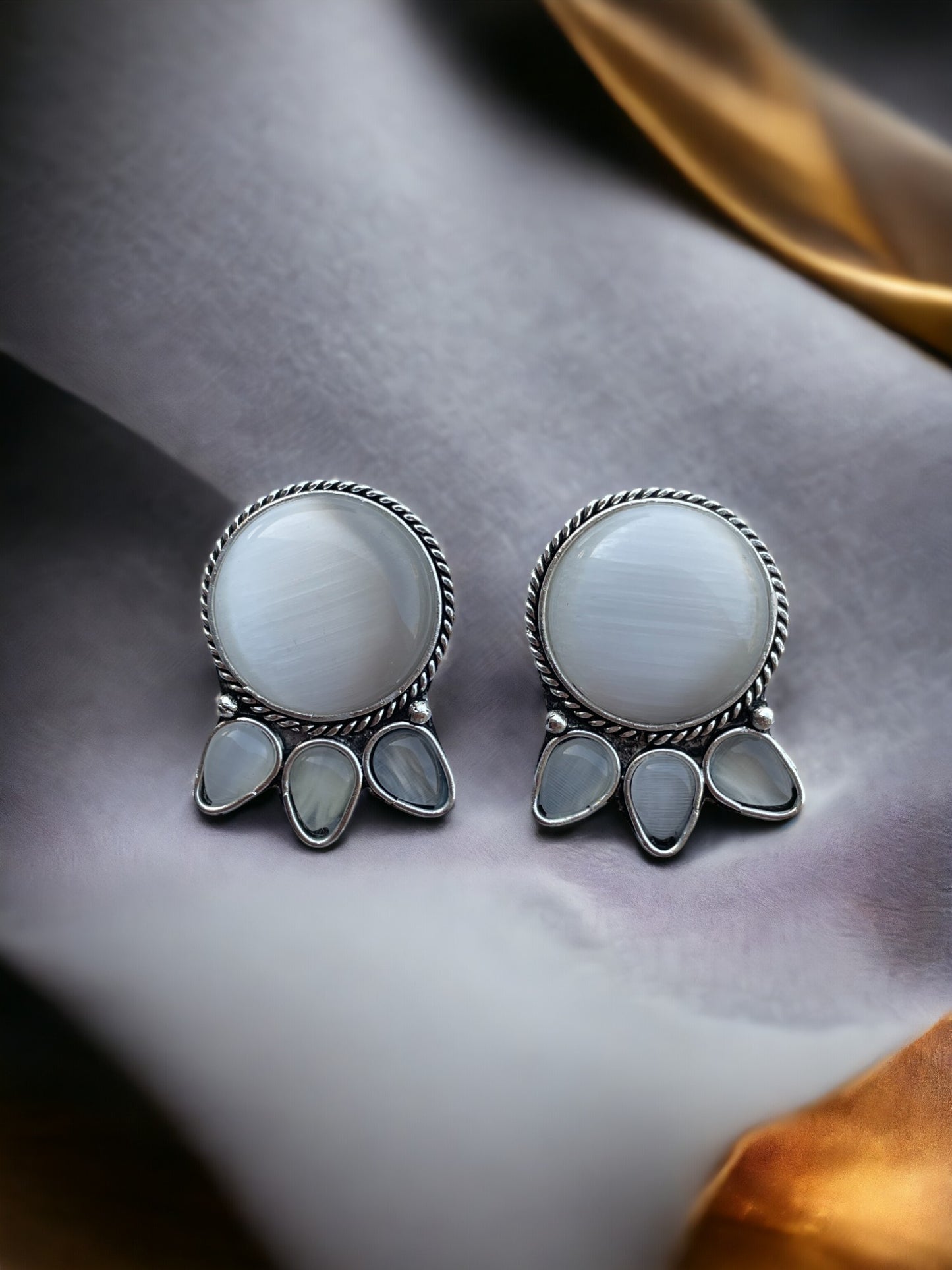 Monalisa Stone German Silver Earrings