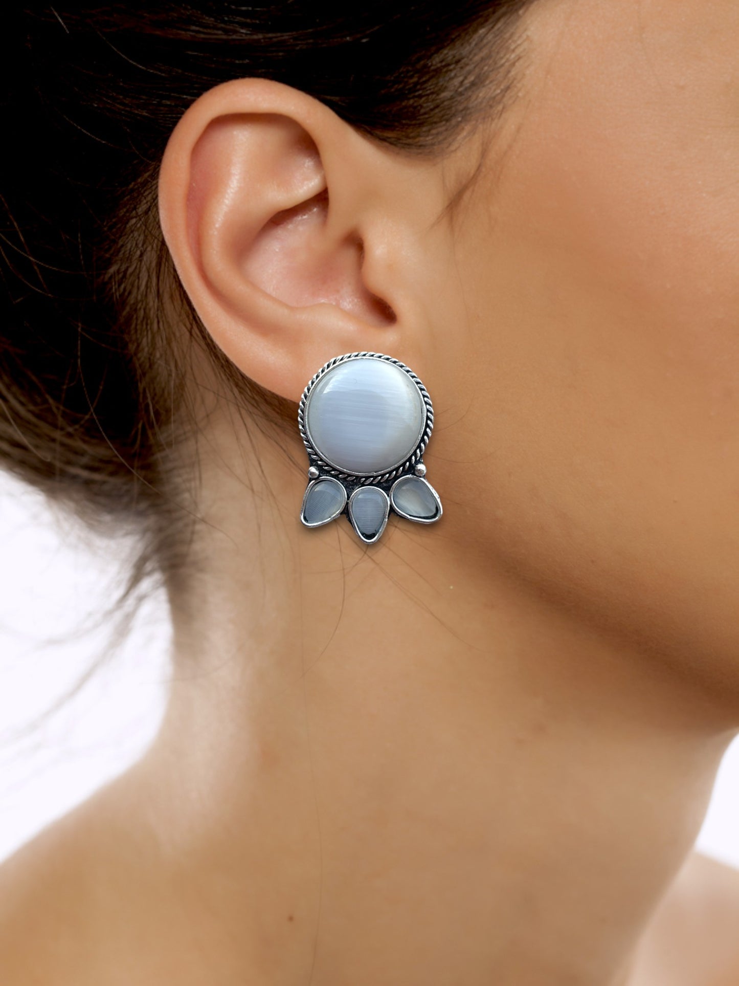 Monalisa Stone German Silver Earrings