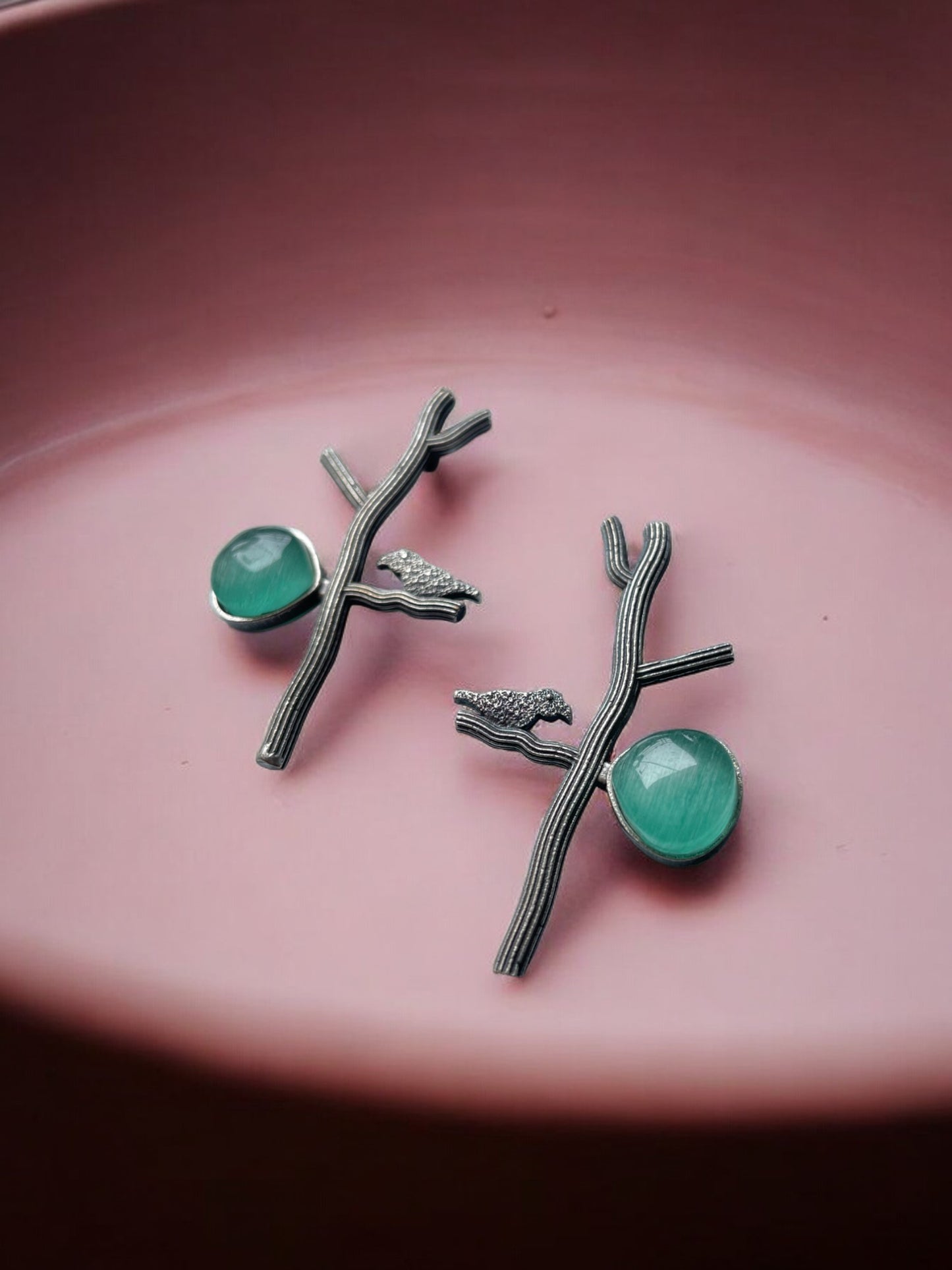 Artful German Silver Bird Earrings