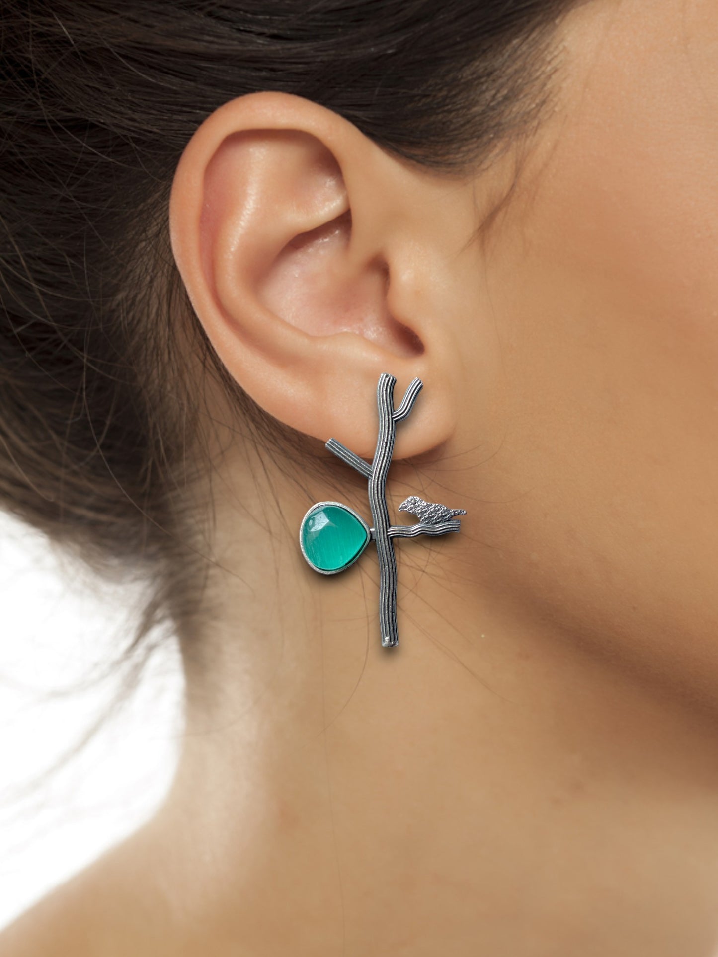 Artful German Silver Bird Earrings