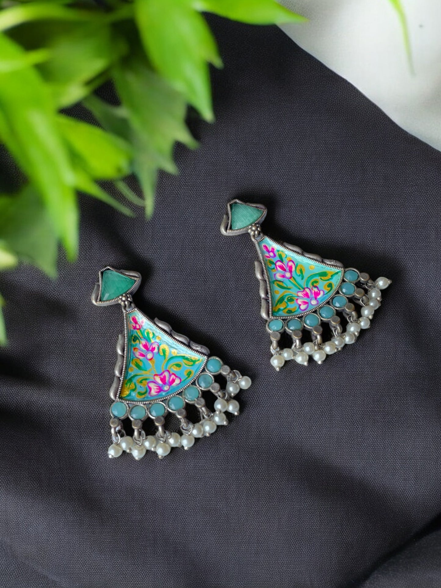 Artisan Hand-Painted Dangling Earrings