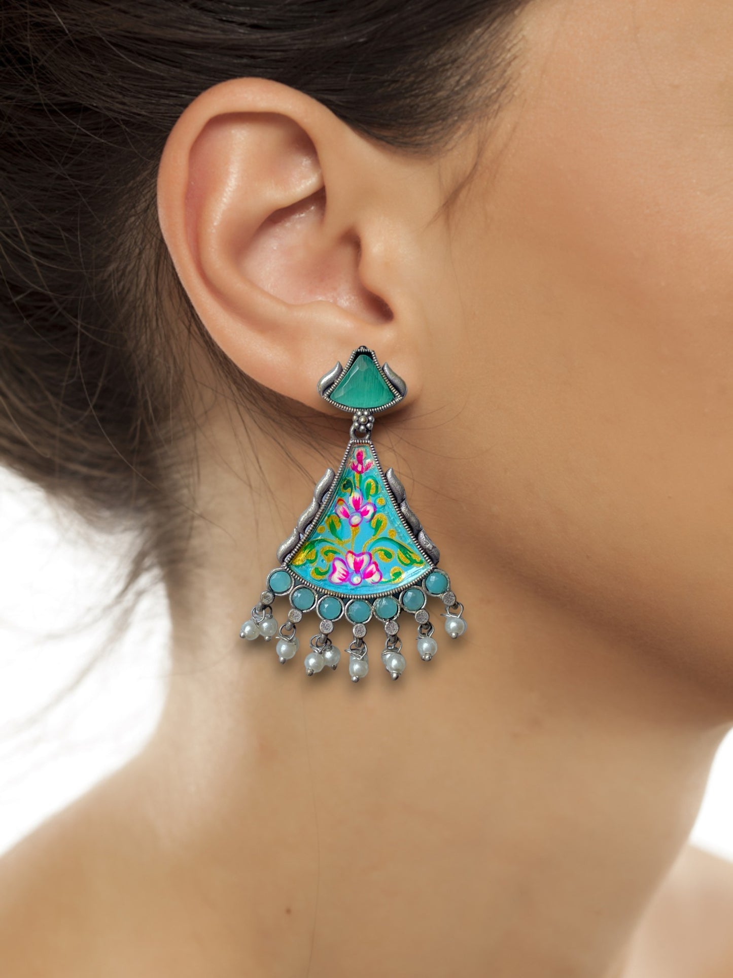 Artisan Hand-Painted Dangling Earrings