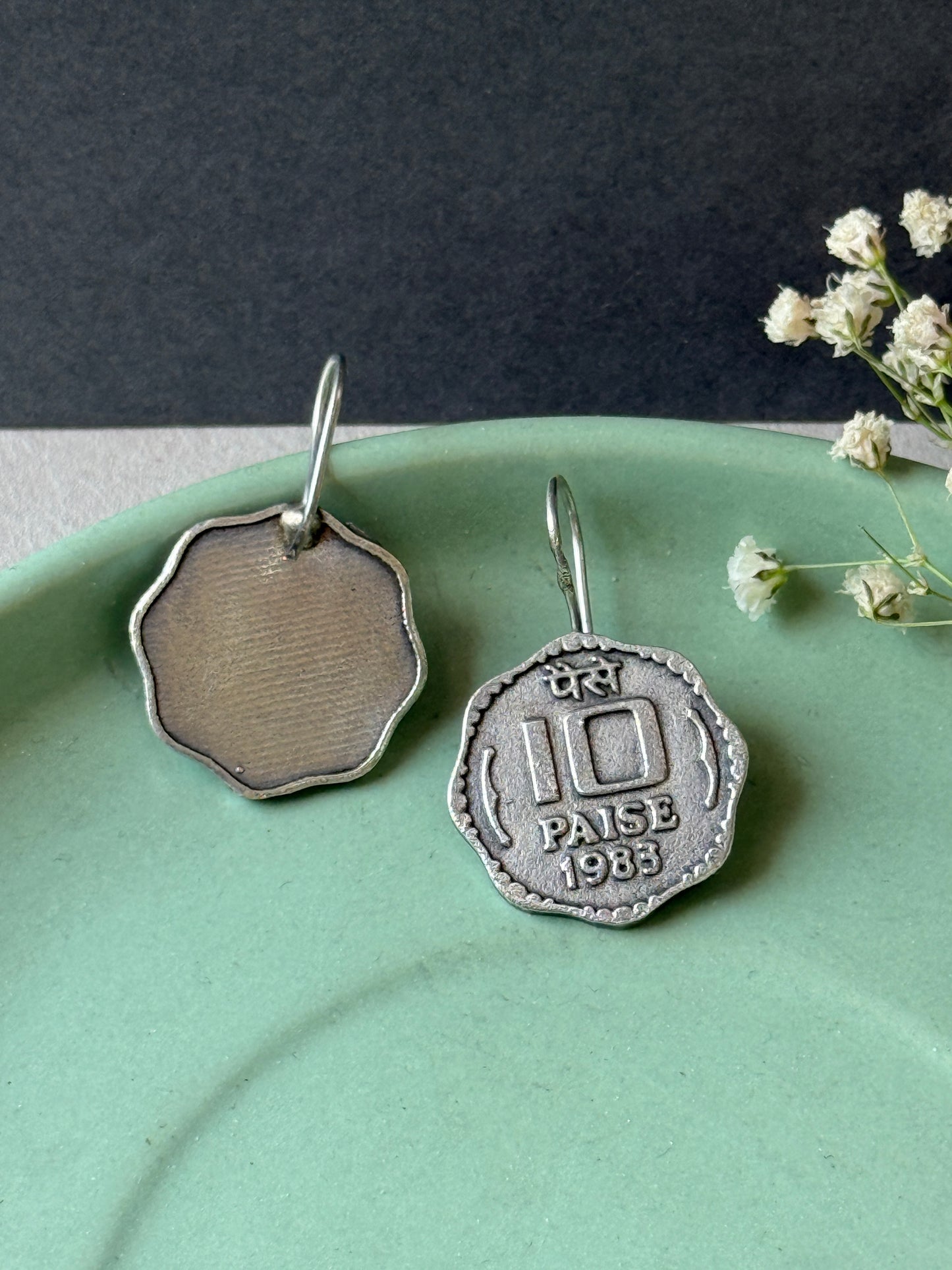 Small 10 Paise Hanging Earrings