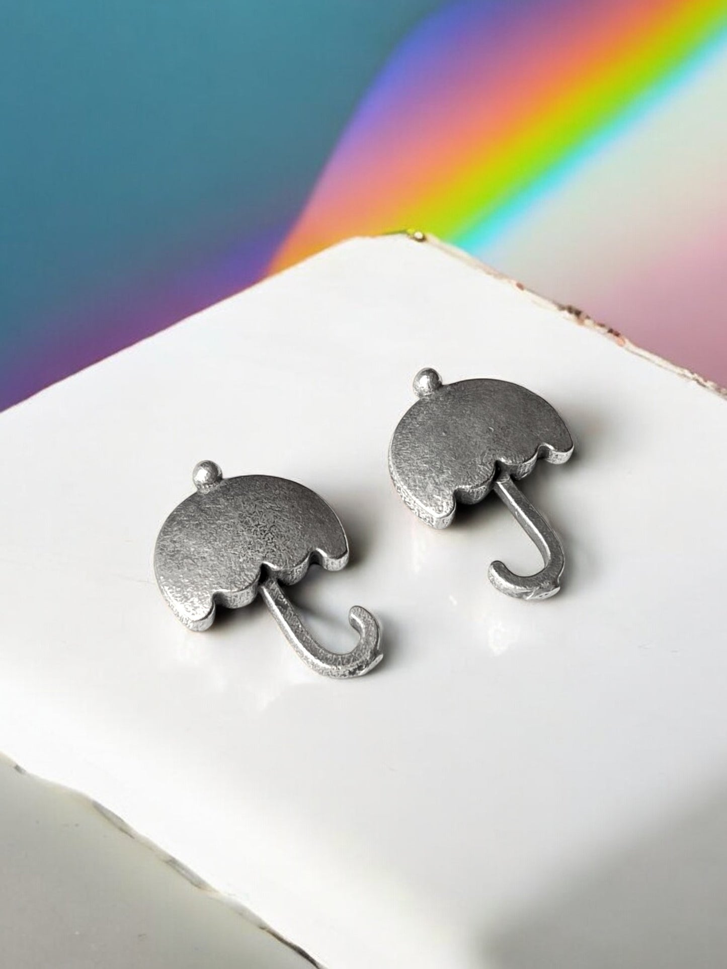 Umbrella German Silver Stud Earrings
