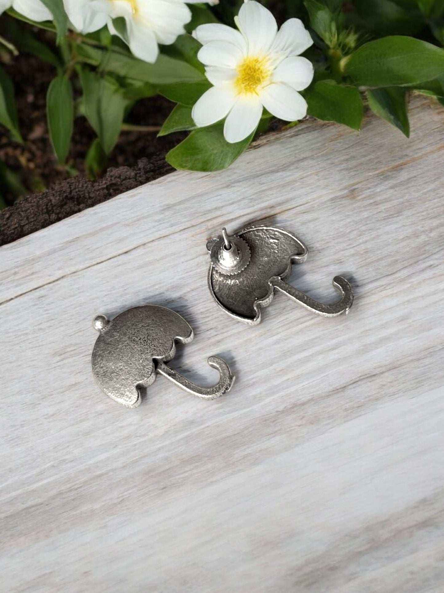 Umbrella German Silver Stud Earrings