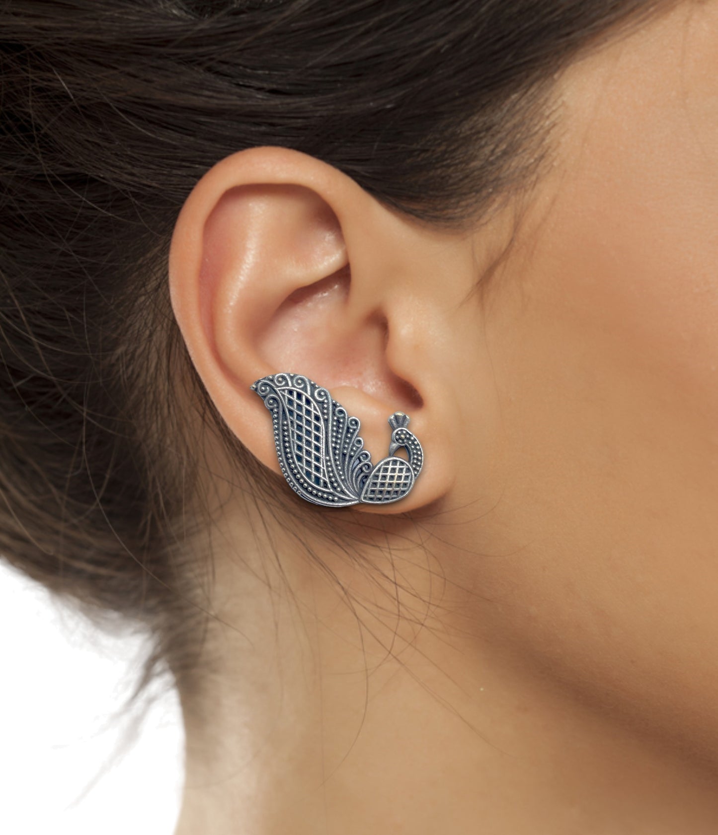 Peacock German Silver Stud
