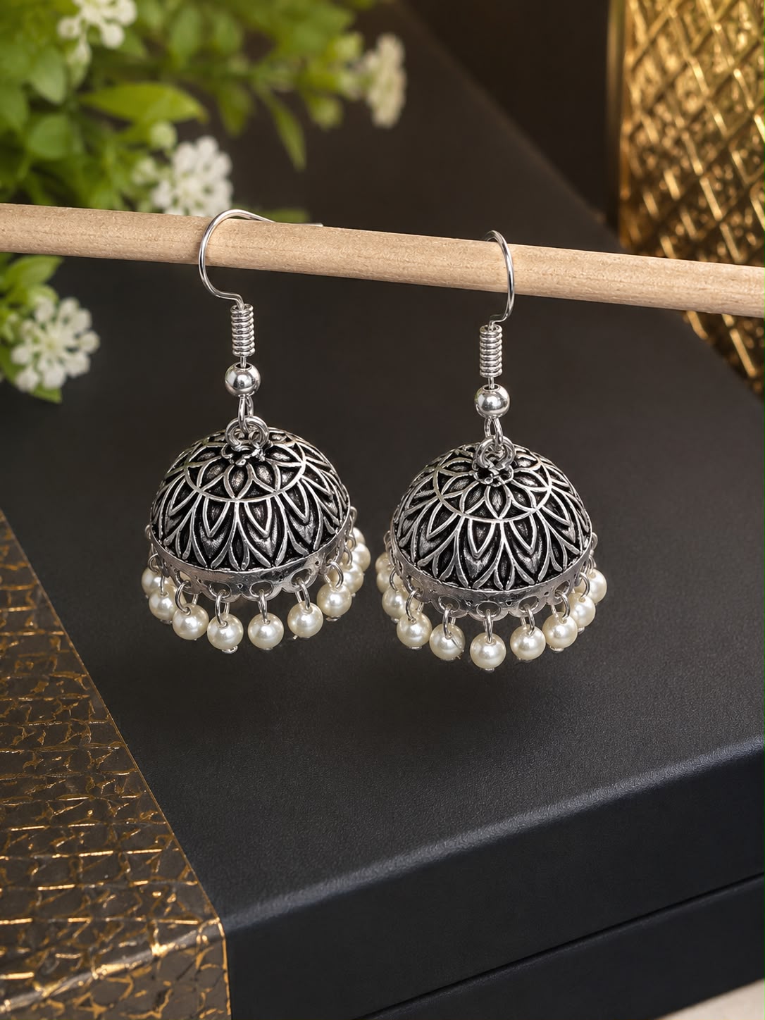 Everyday Grace Oxidised Jhumki Earrings