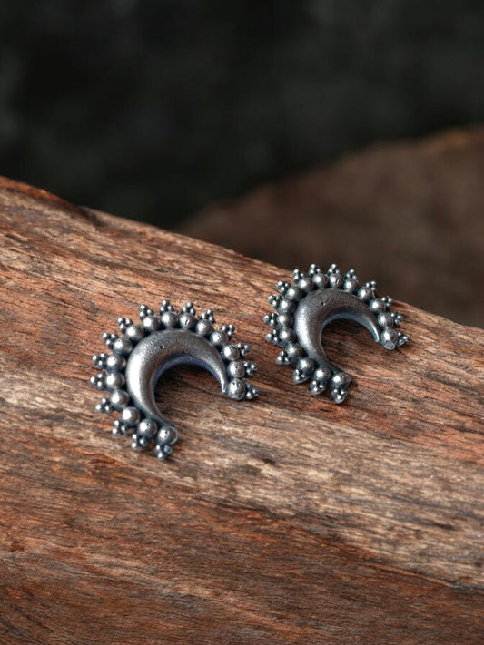 Half Moon German Silver Earrings for Women