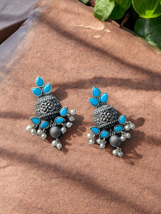 Brass Earrings with Elegant Dangling Pearls
