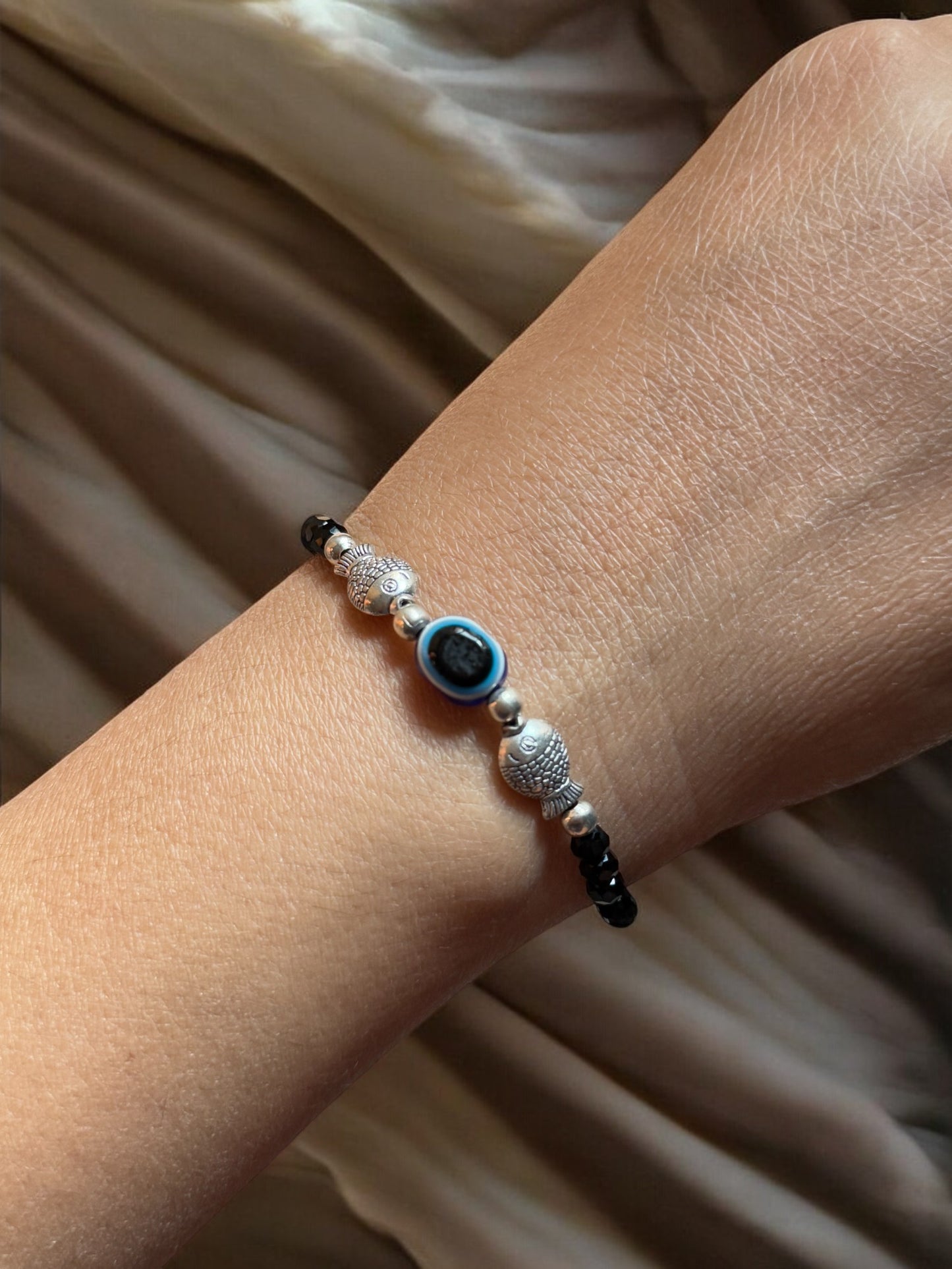 Evil Eye Fish Charm Bracelet