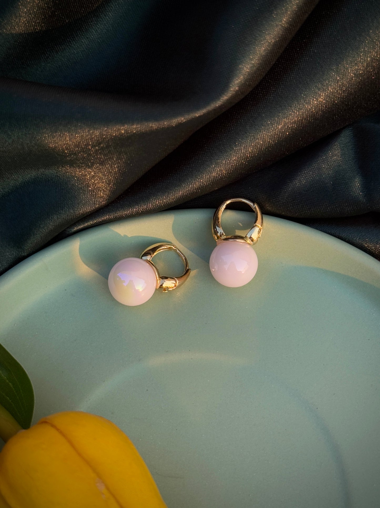 Golden Hoop Earrings with Pearls | Anti-Tarnish