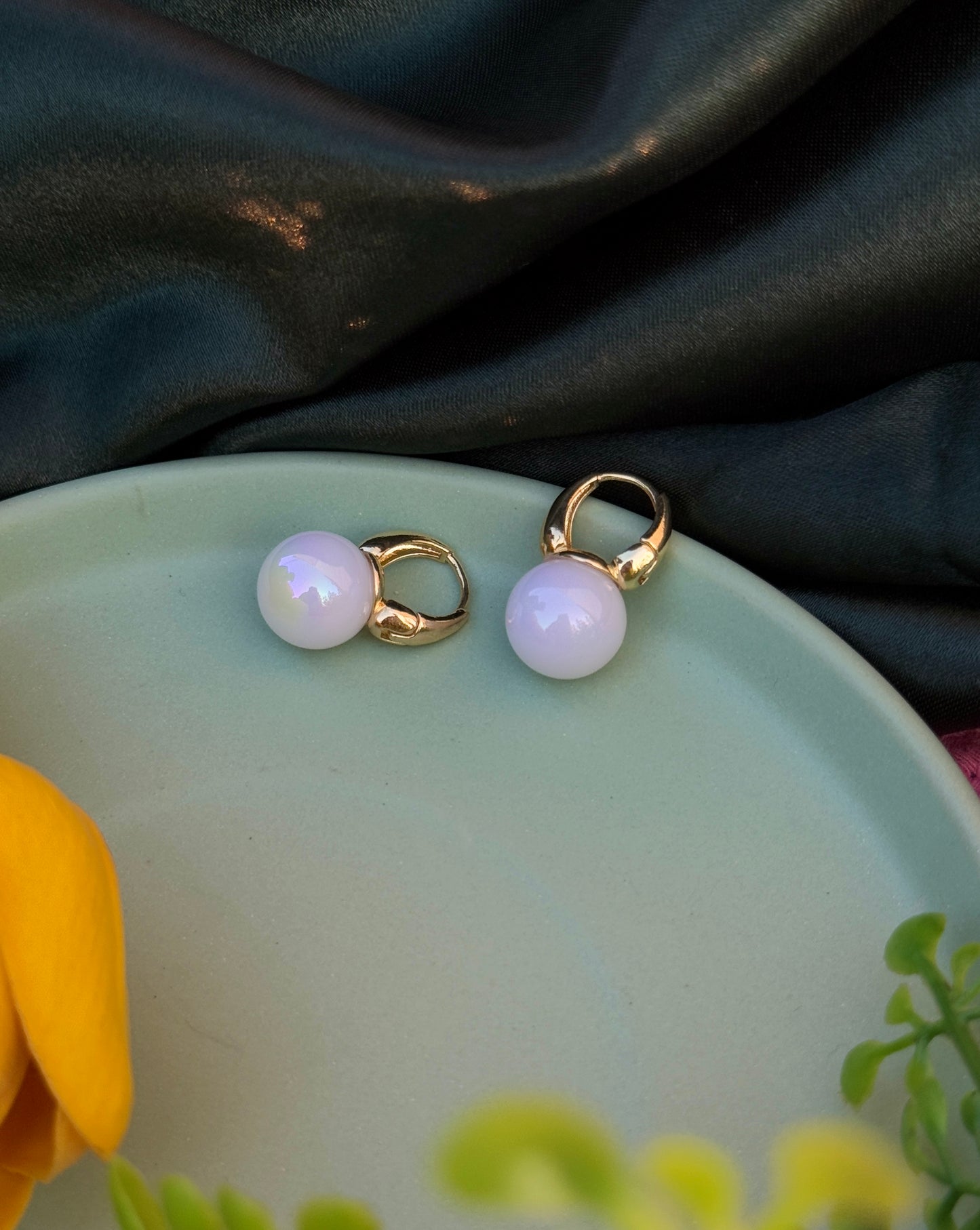 Golden Hoop Earrings with Pearls | Anti-Tarnish
