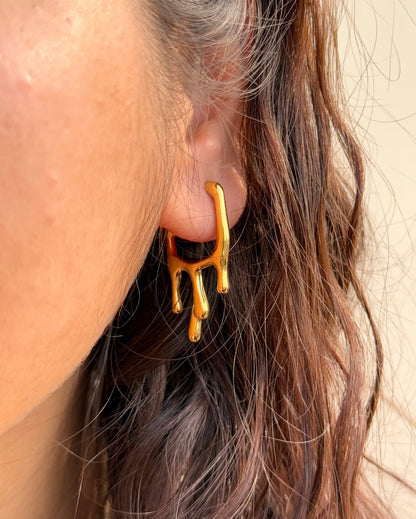 Anti-Tarnish Gold-Plated Half Hoop Dripping Earrings