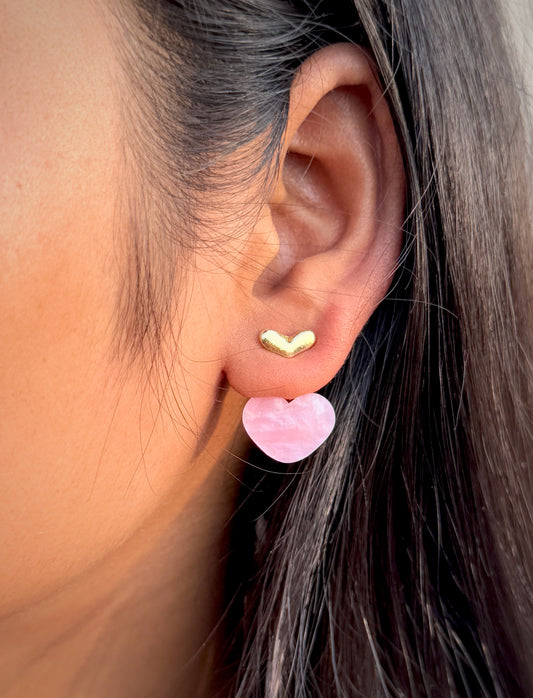 3-Way Styling Heart Earrings | Versatile & Anti-Tarnish