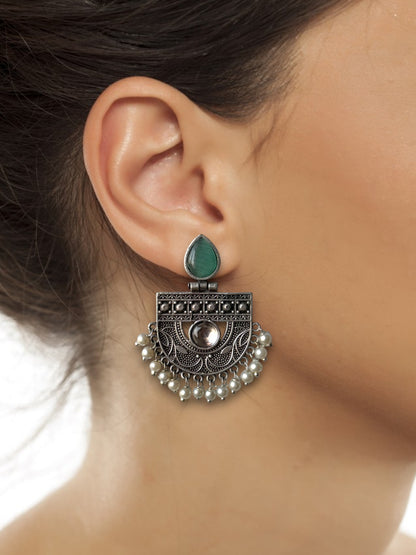 Jhumki Wala Special Silver-Plated Beaded Contemporary Earrings