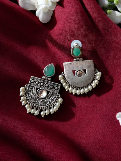 Jhumki Wala Special Silver-Plated Beaded Contemporary Earrings