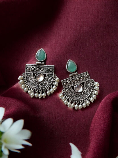 Jhumki Wala Special Silver-Plated Beaded Contemporary Earrings