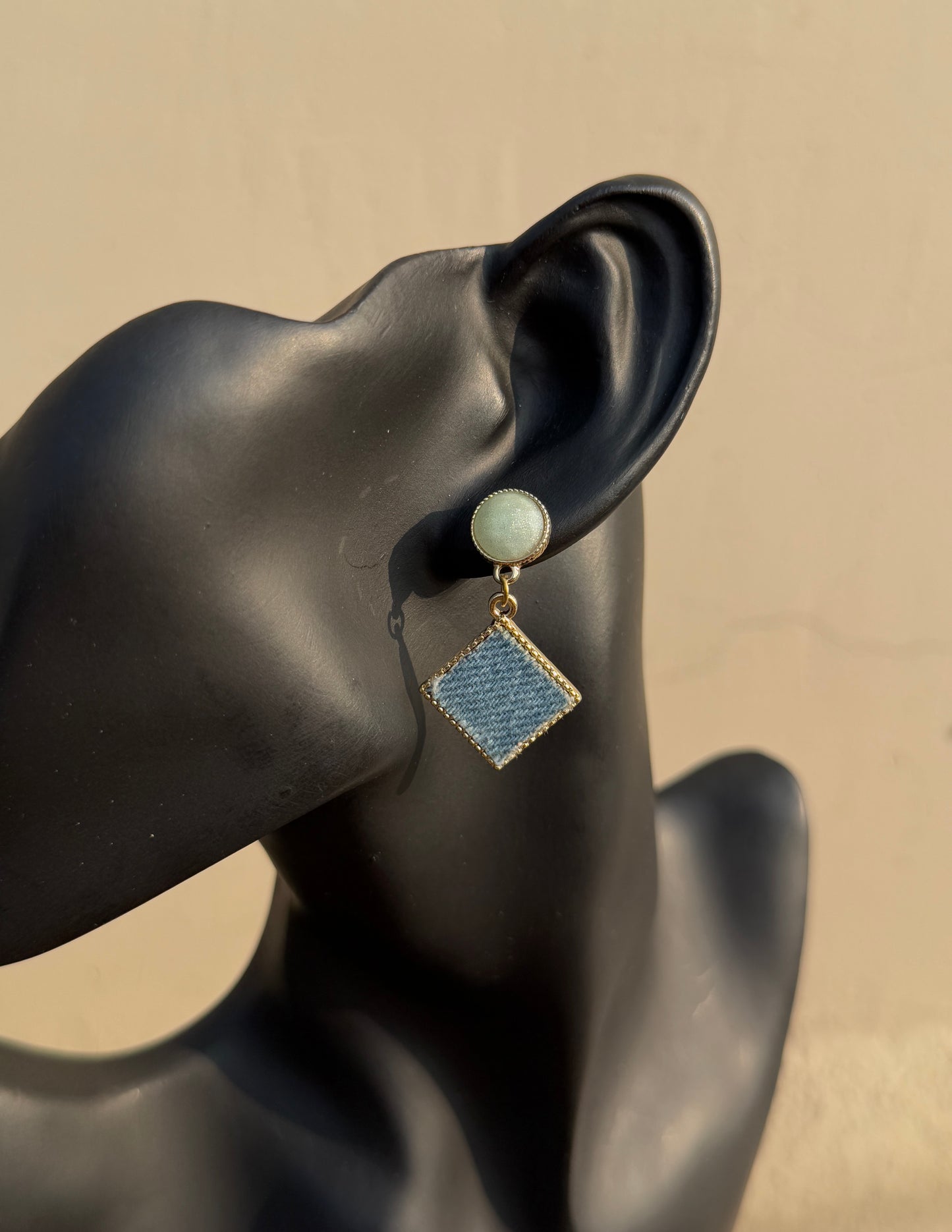 Elegant Western Denim-Inspired Embedded Earrings | Anti-Tarnish