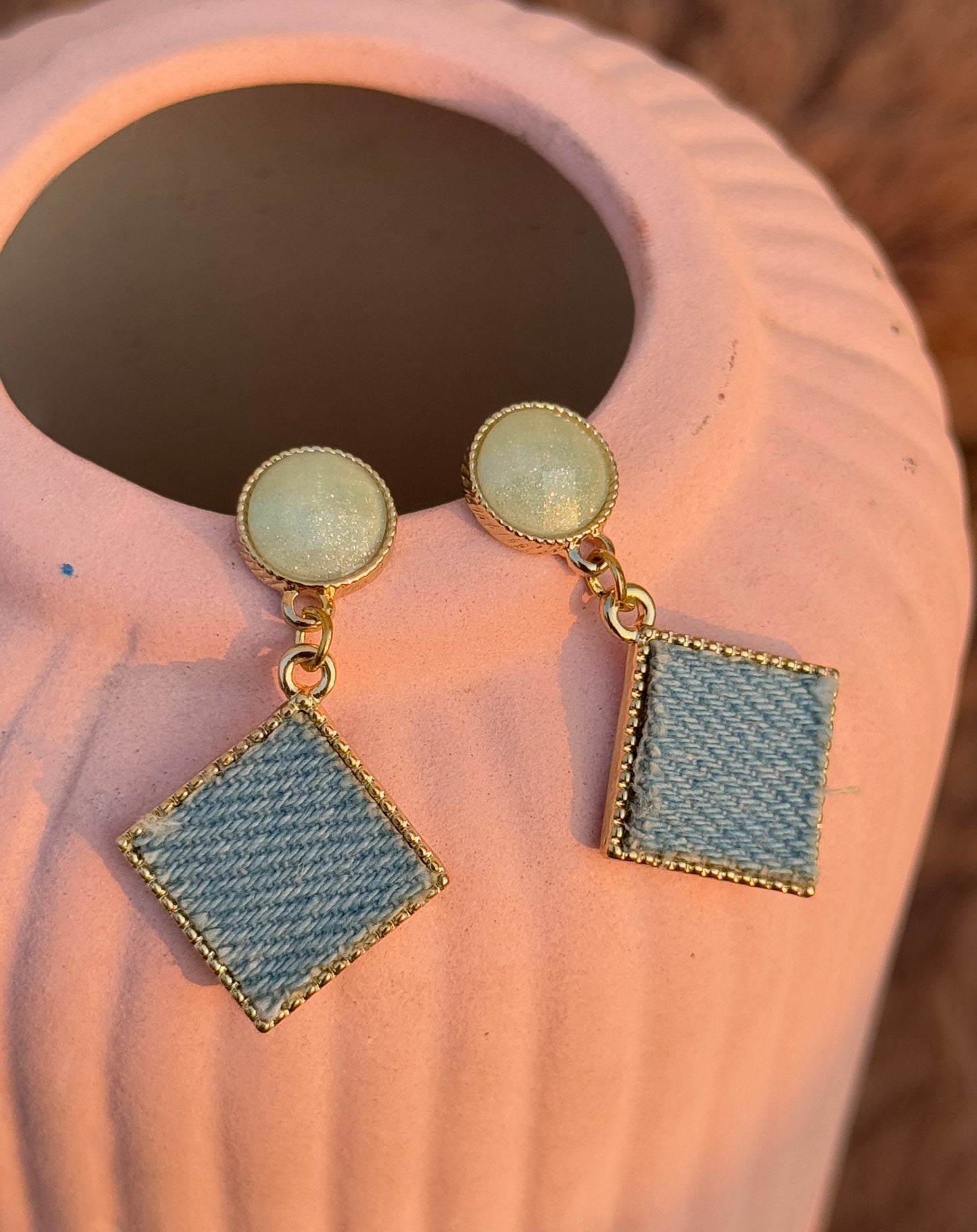 Elegant Western Denim-Inspired Embedded Earrings | Anti-Tarnish