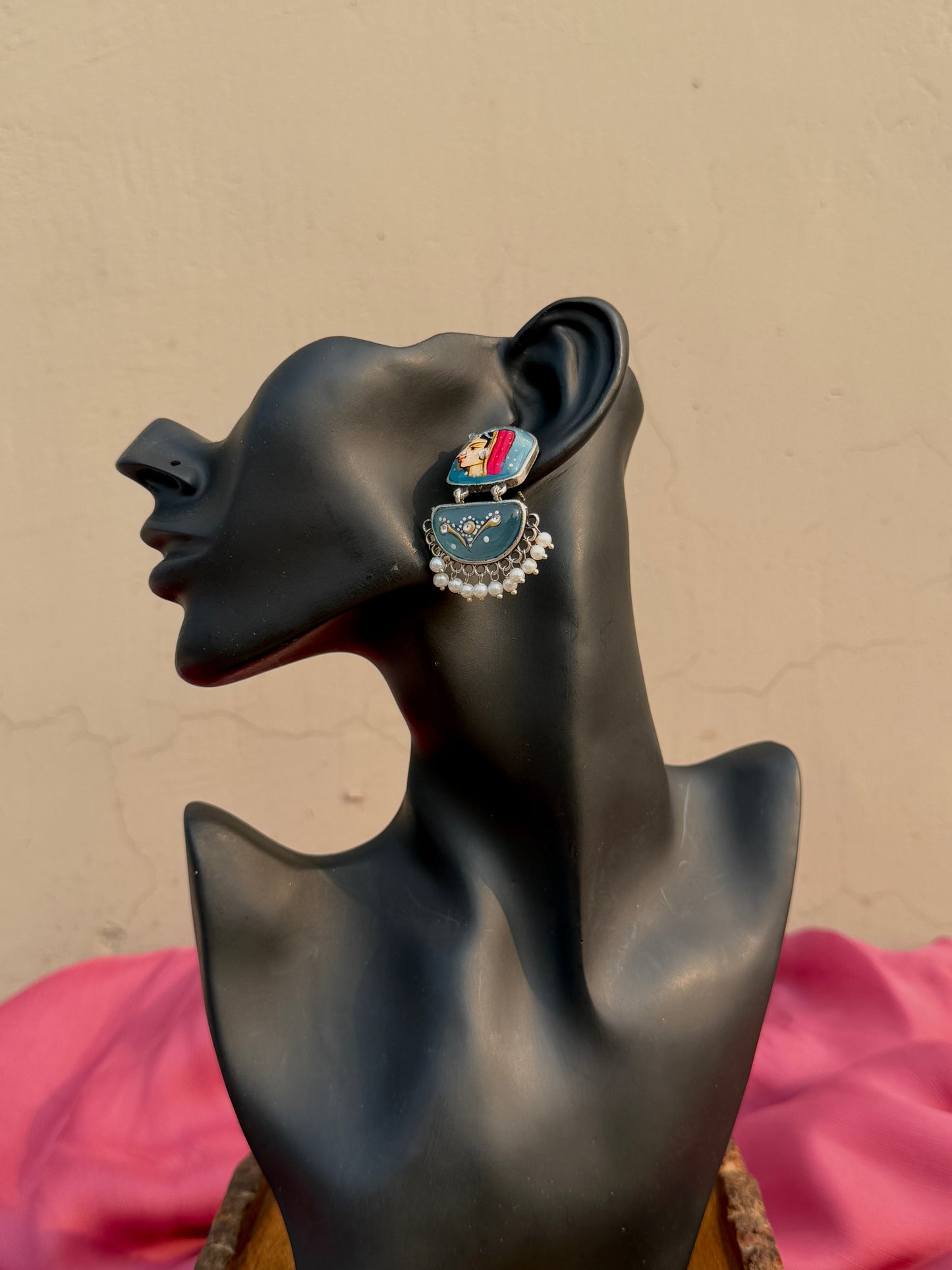 Hand-Painted Women Face Earrings – A Statement of Art