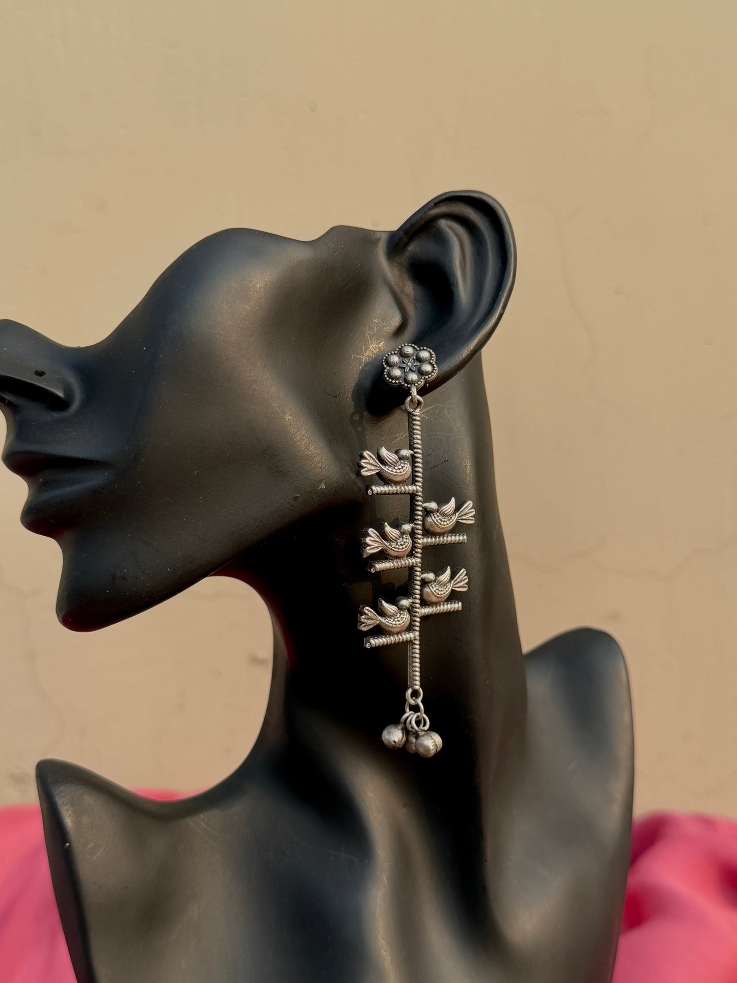 German Silver Parrots on Tree Earrings