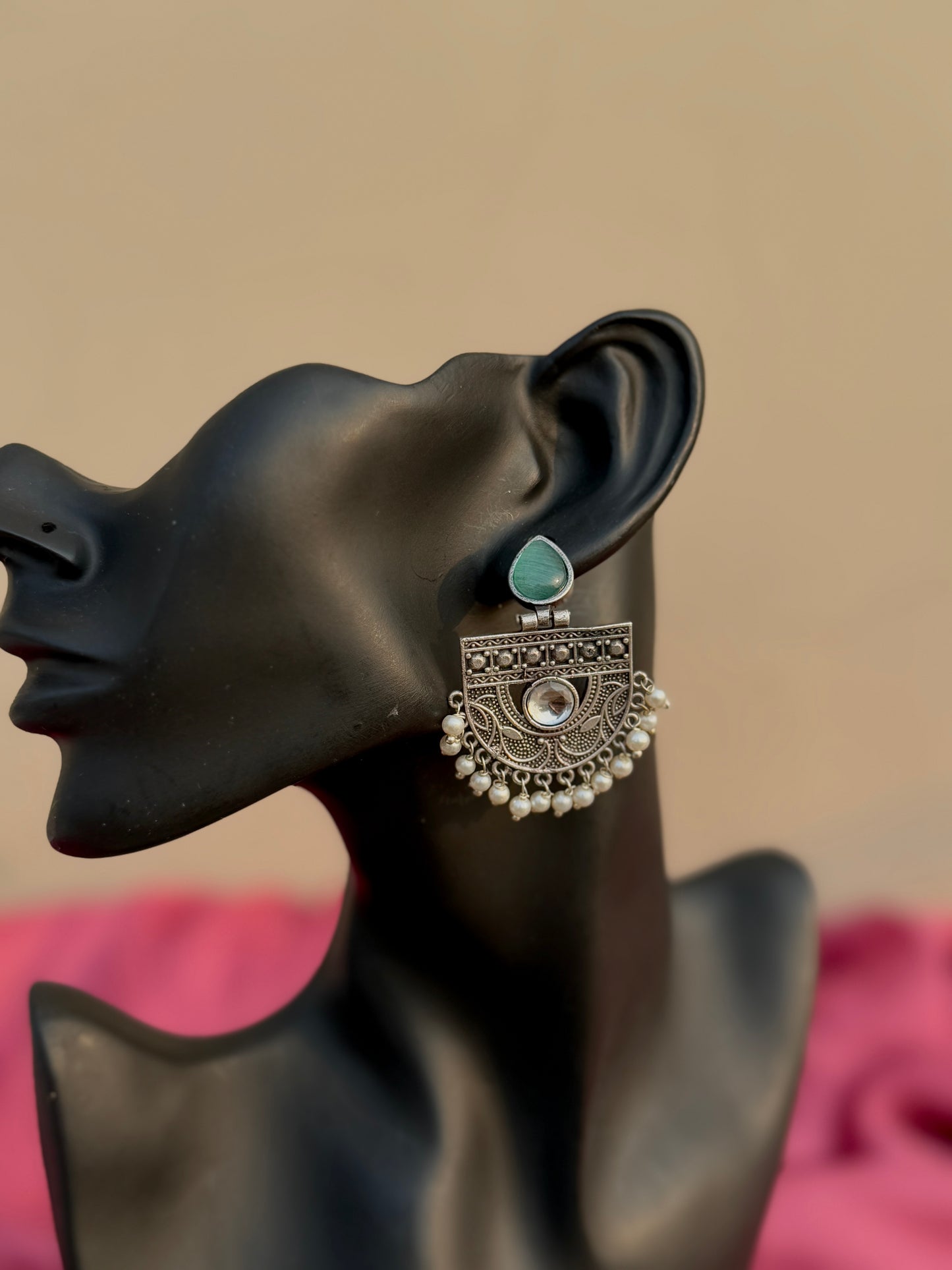 Jhumki Wala Special Silver-Plated Beaded Contemporary Earrings