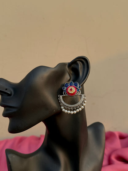 Silver Replica Dangling Pearls Earrings
