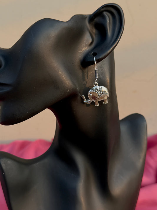 Elephant Drop Hook Earrings in 925 Sterling Silver | Elegant Sterling Silver Design