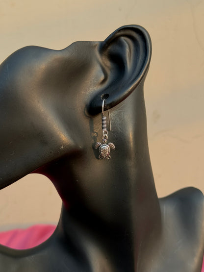 Sterling Silver Tortoise Drop Earrings | 925 Sterling Silver