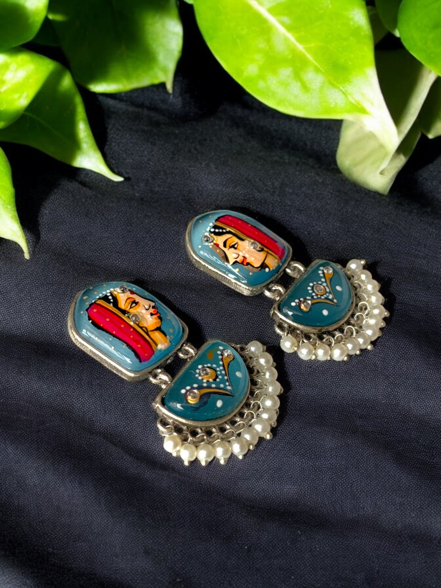 Hand-Painted Women Face Earrings – A Statement of Art