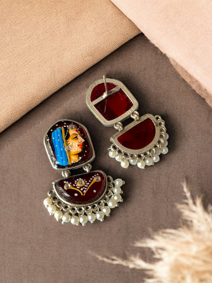 Hand-Painted Women Face Earrings – A Statement of Art