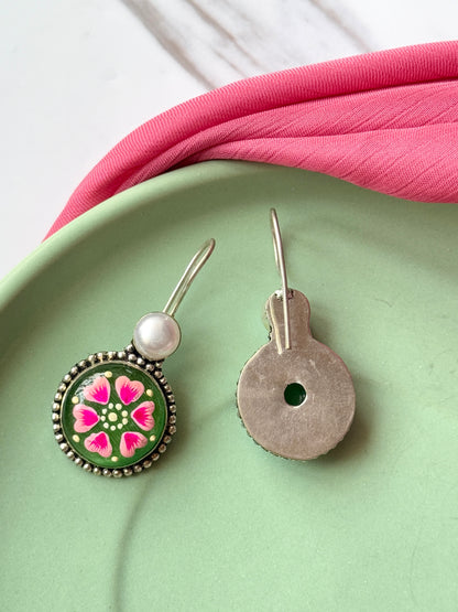 Hand-Painted Pearl Embedded Earrings | Jhumki Wala