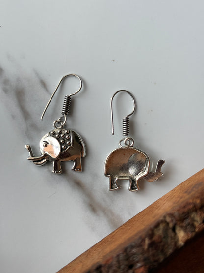 Elephant Drop Hook Earrings in 925 Sterling Silver | Elegant Sterling Silver Design